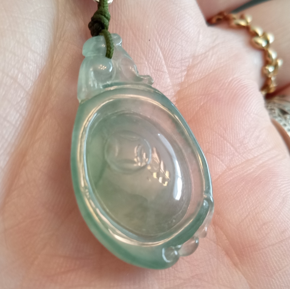 Certified Burmese Jadeite Jade Melon Pendant - Picture 5 of 8